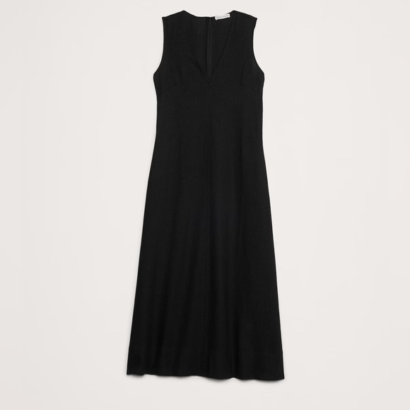 NWT! Banana Republic Black Linen V-Neck Maxi Dress - Multiple🐯 - Picture 4 of 8